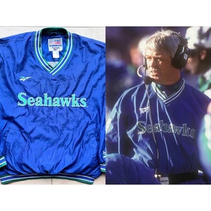 Seattle Seahawks 90s REEBOK pullover jacket XL blue green NFL Pro Line vintage - Picture 1 of 11