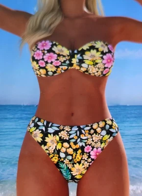 New black Floral tie back bikini size 16 - Image 1 of 4
