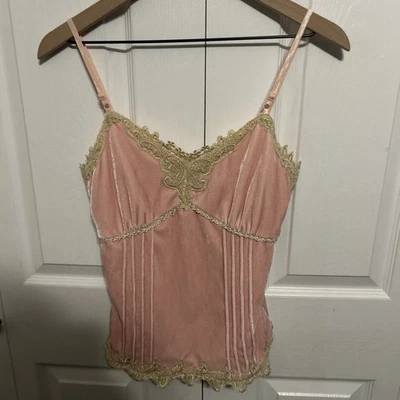 Babydoll Tank Blouse Top Medium Velvet Lace Trim Fairy Ballet Whimsy - Image 1 of 4