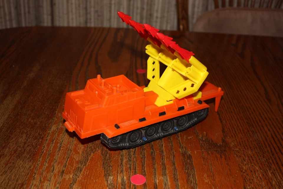 Rare Orange MPC Army Tank with Yellow 4-Missile Nike Launcher & 4 Red Missiles - Image 1 of 4