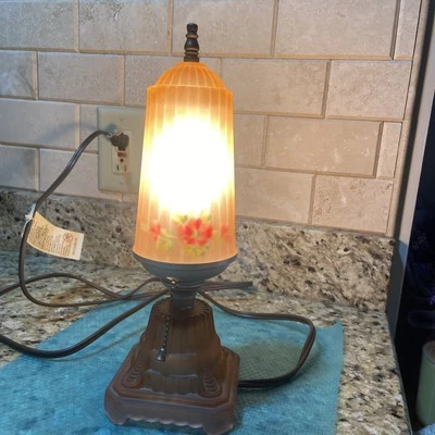 Glass Art Deco Pink “Skyscraper” Boudoir Lamp - Image 1 of 4