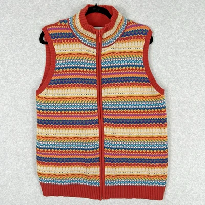 Chaleco Suéter Y2K Liz Claiborne Talla XL Fair Isle Tejido Top Multicolor Cuello Alto Cremallera Foto 1 de 4