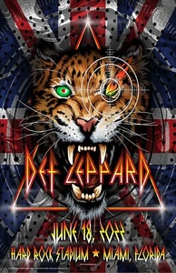 Poster concerto Def Leppard 2023 Miami 11 x 17 incorniciato - Foto 1 di 2