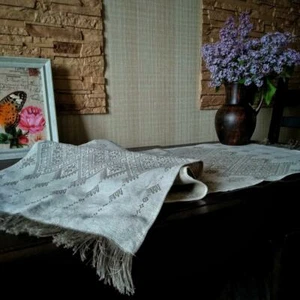 Luxus Jacquard Reines Leinen Tischläufer Flachs 100% Ethno Handtuch Geschenk - Bild 1 von 8