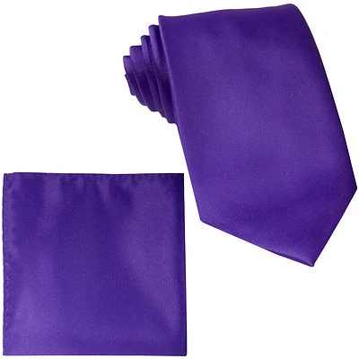 Новые мужские очень длинный галстук и носовой платок комплект твердый фиолетовый свадьбы официальный большой высокий - Изображение 1 из 2