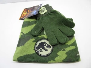 Juego de Sombrero y Guantes Camuflados Verdes Jurassic World-NUEVO CON ETIQUETAS - Imagen 1 de 4