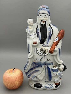 Vintage Chinese Porcelain Figure Immortal Fu Xing God of Happiness 31cm tall - Picture 1 of 13