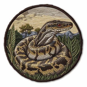 Rock Python Patch Iron-on Applique Clothes, Wild Animal Badge, Zoo Snake Nature - Picture 1 of 16