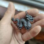 Solid Brass Black Dragon Figurine Miniature Animal Toy Gift Ornament Art Craft