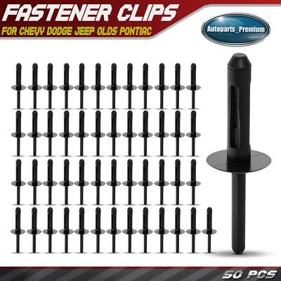 50 piezas clips de retención de remaches ciegos de nailon de 6,35 mm para Chevy Dodge Jeep Olds Pontiac Foto 1 de 4