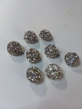 Vtg Lot Set 8 Matching 16 Stone RHINESTONE BUTTONS Round Ball 5/8"