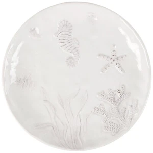 Ceramic Salad Plate |  Sea Life Design | White Glaze Finish | 8 In Diameter NEW - Picture 1 of 3