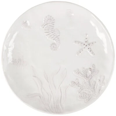 Ceramic Salad Plate |  Sea Life Design | White Glaze Finish | 8 In Diameter NEW - Image 1 of 3