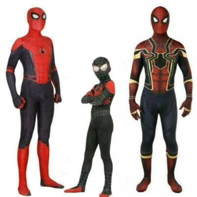 Kids Boys Adult Mens Spiderman Superhero Costume Fancy Dress Cosplay Outfits - Image 1 of 4