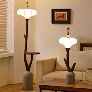 Retro Japanese LED Floor Lamp Study Atmosphere Standing Fixture Wood Table Light - Picture 1 of 16