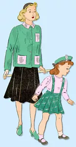 1940s Vintage New York Sewing Pattern 1004 Uncut Little Girls Skirt & Jacket 10 - Picture 1 of 4