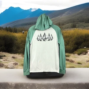 Volcom Stone Sweatshirt Youth L 12Y Gray & Green Pullover Hoodie Graphic Print - Picture 1 of 12