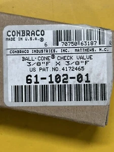 Conbraco 61-102-01 Ball Cone check valve 3/8”Fx3/8”F. New Pre Owned - Picture 1 of 6