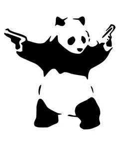 OSO PANDA CON ARMAS Calcomanía de vinilo Pegatina Coche Ventana Parachoques de pared DIVERTIDO ARTE BANKSY - Imagen 1 de 3