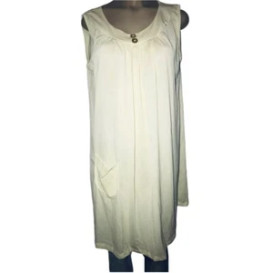 Vintage Gown Wide Neckline Nylon Lingerie Yellow With Pocket Shortie Nightgown M - Picture 1 of 9