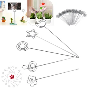 50pc Metal Wire Place Desk Card Picture Memo Note Photo Table Number Clip Holder - Picture 1 of 29