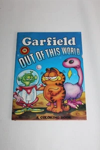 Libro para colorear vintage Garfield Out of this World Garfield dinosaurio 1986 - Imagen 1 de 4