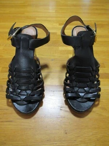 Sandali donna Geox taglia 35 EU neri in vera pelle tacco 8 cm fibbia scarpe - Foto 1 di 9