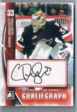2013-14 IN THE GAME BETWEEN THE PIPES CHRIS DRIEDGER AUTO CALGARY HITMEN #A-CO