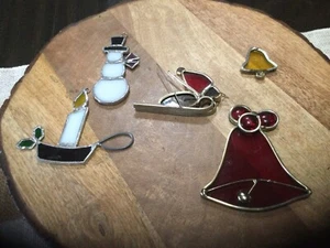 Lot of 5 Stained Glass Christmas Ornaments VTG - Picture 1 of 1