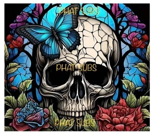 20oz Sublimation Tumbler Wrap Stained Glass Skull Ready To Press Transfer - Picture 1 of 1