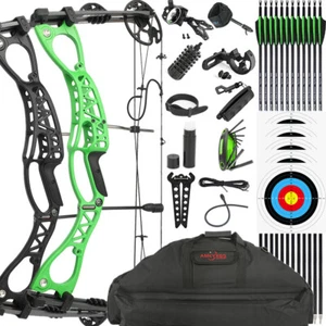 Compound Bow Carbon Arrows Set 0-70lbs Adjustable Archery Hunt Let Off 80% RH LH - Picture 1 of 25