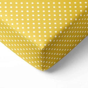 Bacati - Yellow Pin Dots Crib Fitted Sheet Std Crib/Toddler Bed, - Picture 1 of 8
