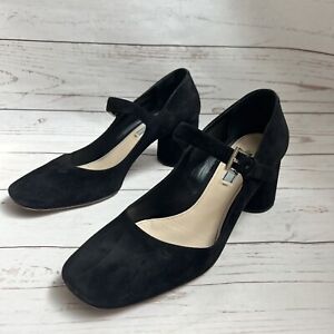 £650 Auth Superb Prada Shoes, Black Suede Leather Mary Janes Pumps, 40 EU/7 UK