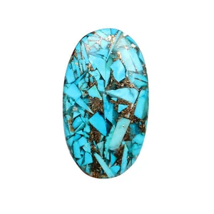 Certified Oval Cabochon Natural Blue Copper Turquoise 33.95 CT. For Jewelry - Picture 1 of 6
