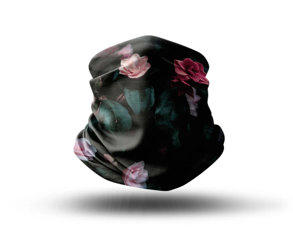 Washable Fabric Face Cover Neck Gaiter With Unique Print Flowers Design EU Made - Image 1 of 4