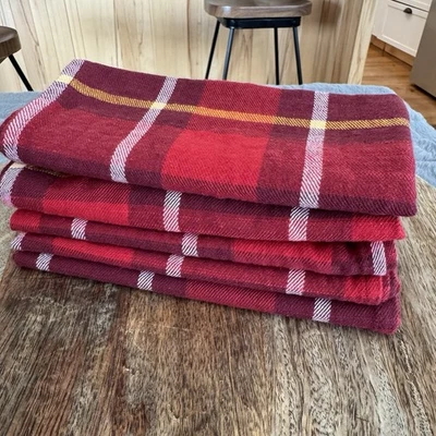 Huntington Home Red Plaid 100% Cotton Table Napkins Set of 5 - Image 1 of 4