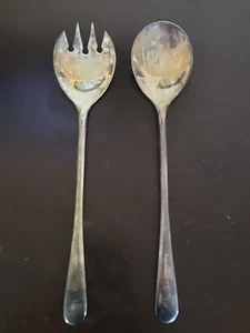 Vintage Silber Teller Salatbesteck Made in Italy versilbert Servieren große Gabel Löffel - Bild 1 von 9