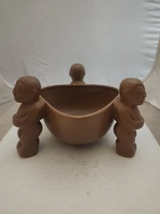 MCM Matte Glaze Brown Ceramic Orchids of Hawaii Scorpion Bowl Tiki Decor Planter - Picture 1 of 4
