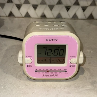 Sony Dream Machine Alarm Clock Radio Cube ICF C180 AM FM Pink Tested Working - Image 1 of 3