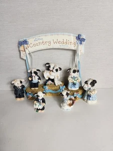 Vtg Marys Moo Moos Country Wedding Party Bride Groom Cow Figurine Sign Hay 9 pc. - Picture 1 of 24