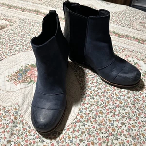 Sorel Lea Wedge Joan of Arctic Chelsea Navy Blau Schwarz 9 Wasserdicht Leder - Bild 1 von 10