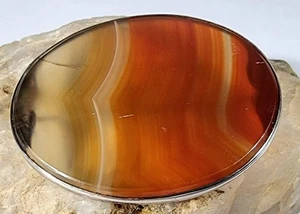 Victorian Scottish Agate Brooch Arts And Crafts Unmarked Sterling Silver - Bild 1 von 5