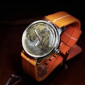 Custom 40mm Moon Dial Watch – Hand-Etched Mechaquartz – VH31 Sweep – - Picture 1 of 6