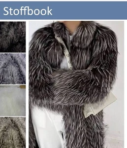 MONGOLISCHER STOFF FLOKATI TEPPICH FELLSTOFF METERWARE WEBPELZ MANTEL KUNSTFELL - Picture 1 of 6