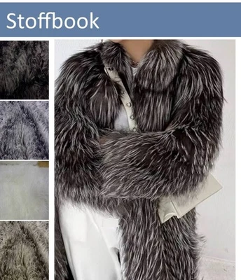 MONGOLISCHER STOFF FLOKATI TEPPICH FELLSTOFF METERWARE WEBPELZ MANTEL KUNSTFELL - Bild 1 von 2