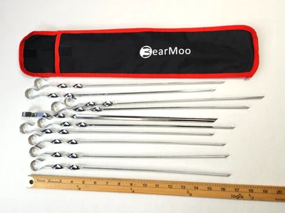 BearMoo BBQ kebab skewers Angled sticks Stainless steal 17" 10-Pack with Bag New - Image 1 of 2