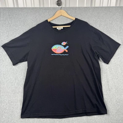 Camisa Vintage Fresh Produce Mujer Grande Negra Hawaiana Pez Gráfico Camiseta EE. UU. 90s Foto 1 de 4