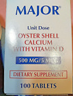 MAJOR OYSTER SHELL CALCIUM + VITAMIN D, 500 MG, 100 TABLETS INDIVIDUALLY WRAPPED