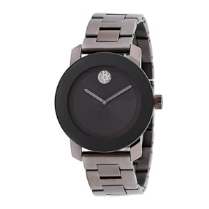 New Movado Bold Grey Stainless Crystal Dot Womens Watch 3600103 - Picture 1 of 7