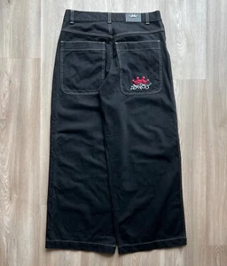 Vintage Jnco Black Baggy Jeans Embroidered Logo Y2K - Picture 1 of 17